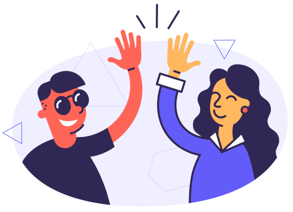 2 people high five