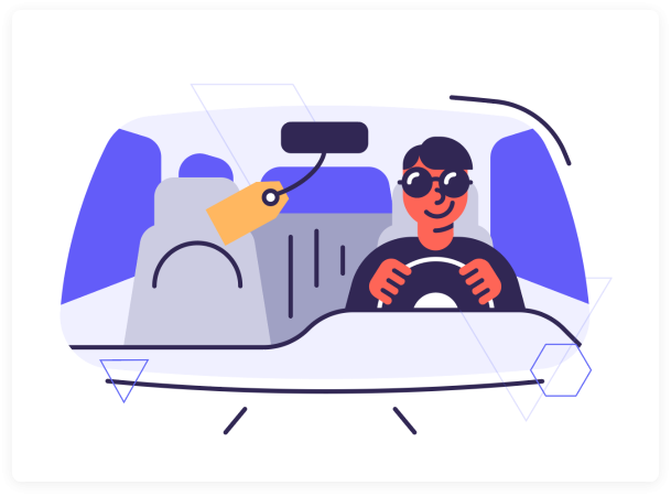 man driving in car surex illustration image